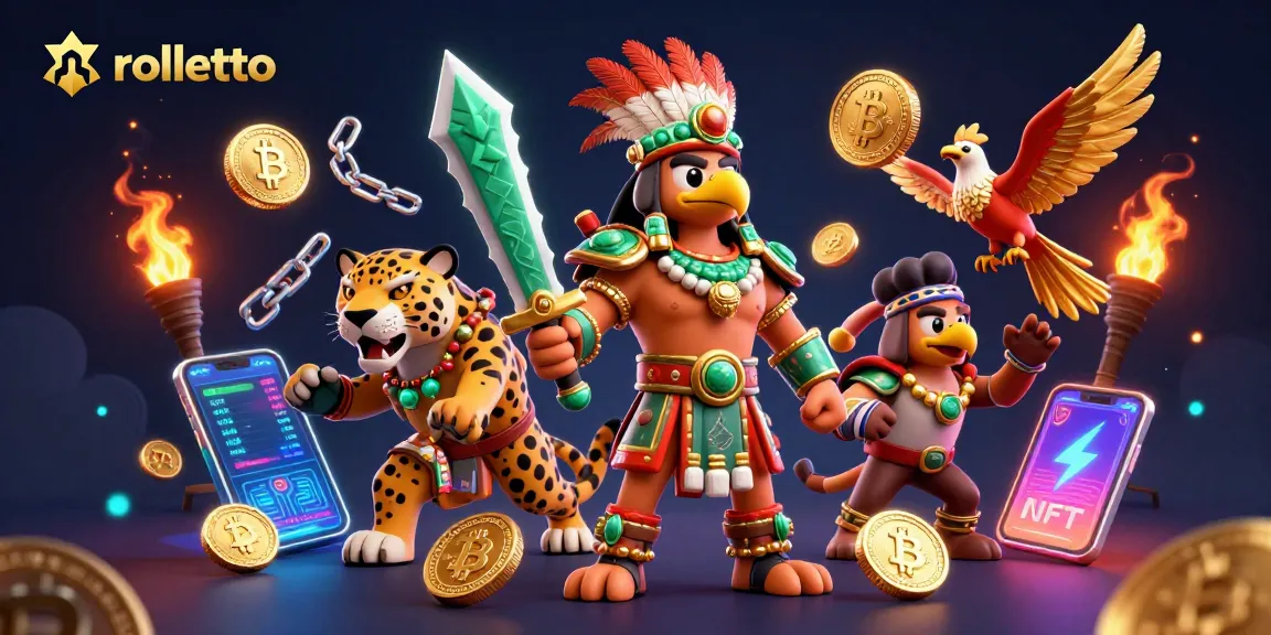 Experience rolletto's thrilling gaming world with vibrant characters and crypto elements in action.