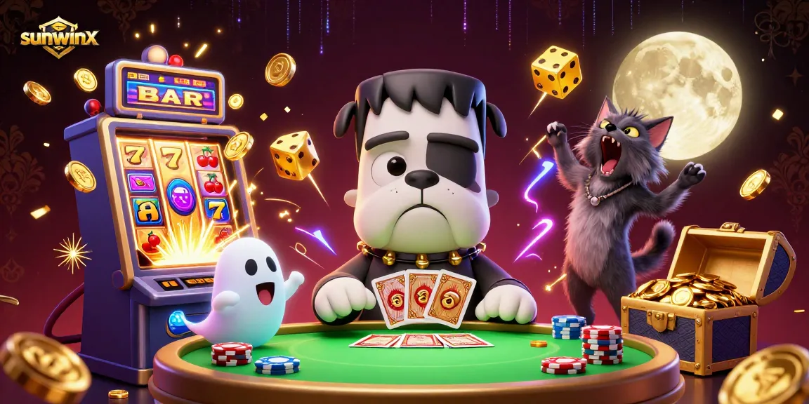 Experience sunwinx thrills with a lucky bulldog dealer and jackpot excitement in this vibrant casino scene.