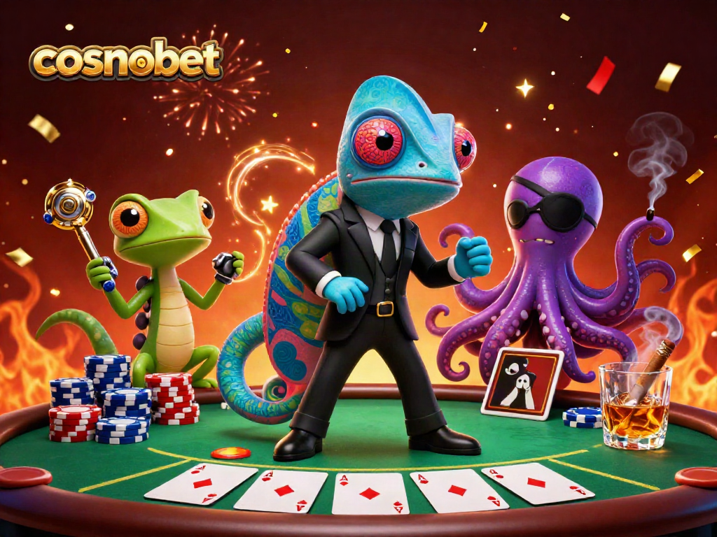 Experience thrilling gameplay with cosmobet, featuring a vibrant casino scene and animated characters.