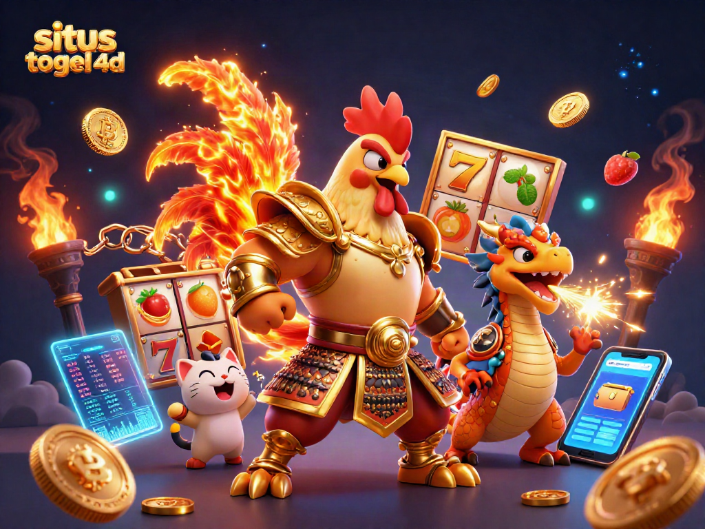 Engage with the thrilling world of situs togel 4d through an action-packed casino illustration.